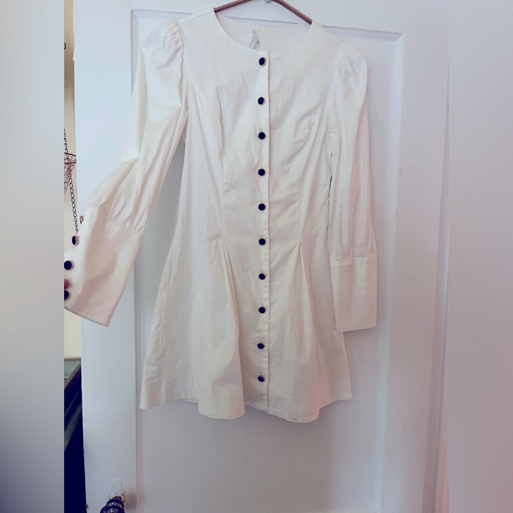 Reformation long sleeve white button-down, cotton dress size 0